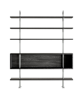 Gubi Keen 160 Shelving Unit stainless steel, dark ash 1 box, 4 shelves