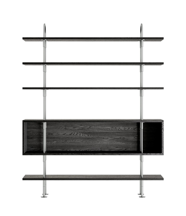 Gubi  Gubi Keen 160 Shelving Unit stainless steel, dark ash 1 box, 4 shelves