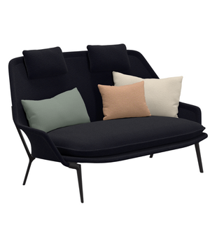 Vitra Slow Sofa Flocca dark blue, zwart aluminium poten