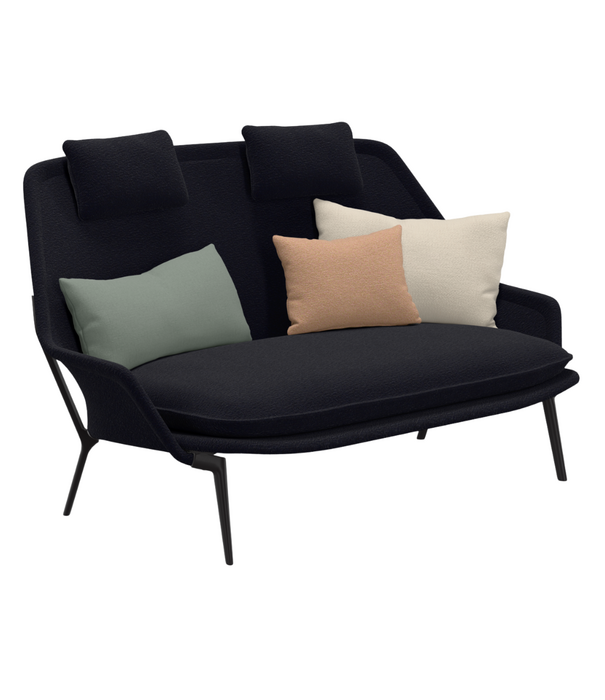 Vitra  Vitra Slow Sofa Flocca dark blue, black aluminium legs
