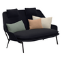 Vitra Slow Sofa Flocca dark blue, black aluminium legs
