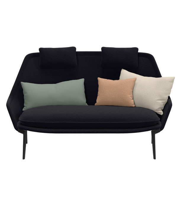 Vitra  Vitra Slow Sofa Flocca dark blue, zwart aluminium poten