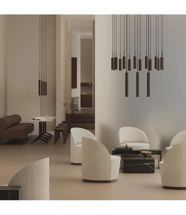 Audo Audo Copenhagen Tubulaire Kroonluchter 20, gebronsd messing