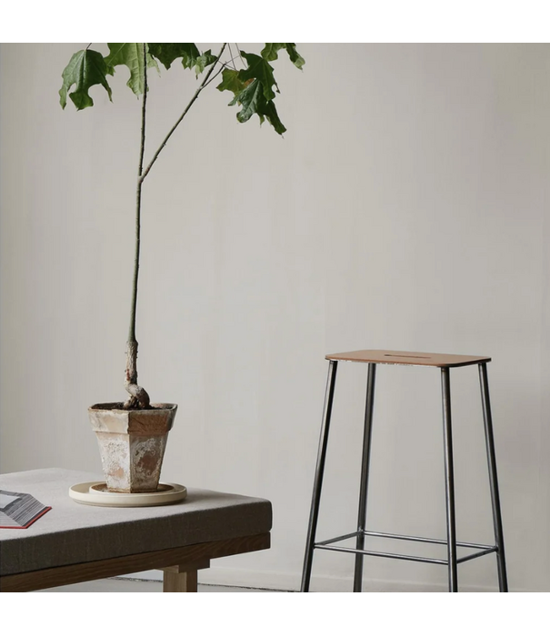Frama  Frama Adam Stool | Raw Steel / Natural Leather 65cm.
