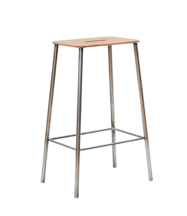 Frama Adam Barkruk Raw Steel, Natural Leer 65cm