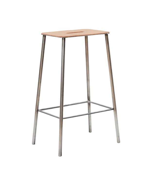 Frama  Frama Adam Stool | Raw Steel / Natural Leather 65cm.