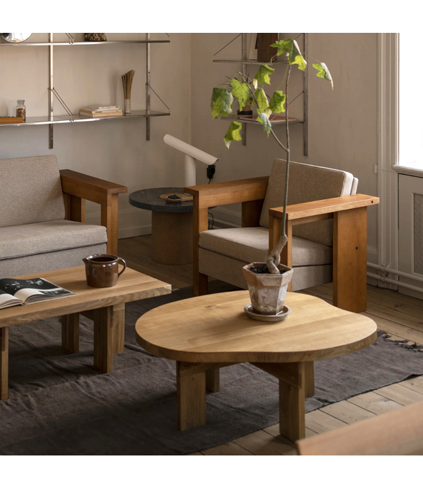 Frama  Frama Symmetry Lounge Stoel essenhout, oat stof bekleding