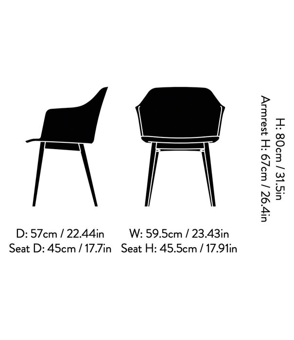 &Tradition &Tradition Rely HW76 Dining Armchair, walnut legs
