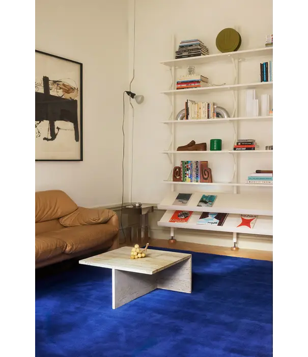 Layered  Layered Classic Solid Wool Rug blue foncé