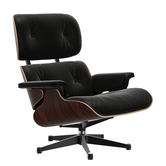 Vitra Eames Lounge Chair Santos Palissander, zwart premium F leer