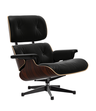 Vitra Eames Lounge Chair Santos Palissander, zwart premium F leer