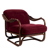 Gubi Poltrona Tria Lounge Stoel donker rotan, Fustagno red 006