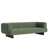 Hay Quilton Lift 3 seater Sofa Linara green 100, walnut base