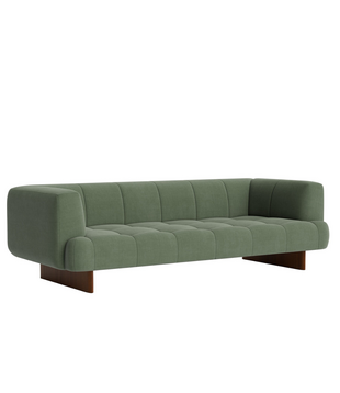 Hay Quilton Lift 3 seater Sofa Linara green 100, walnut base