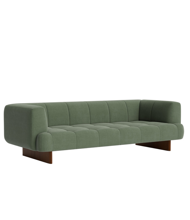 Hay  Hay Quilton Lift 3 seater Sofa Linara green 100, walnut base