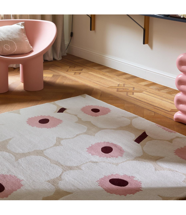 Marimekko Marimekko Unikko Wol Vloerkleed beige pink, handtufted