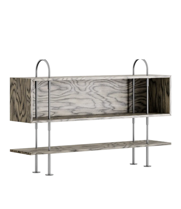 Gubi  Gubi Keen 160 Shelving Unit RVS, donker essen box, 1 plank