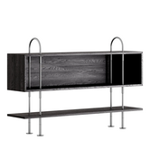 Gubi Keen 160 Shelving Unit RVS, donker essen box, 1 plank