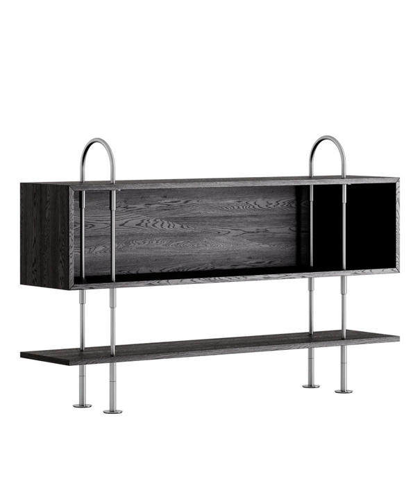 Gubi  Gubi Keen 160 Shelving Unit stainless steel, dark ash box, 1 shelf