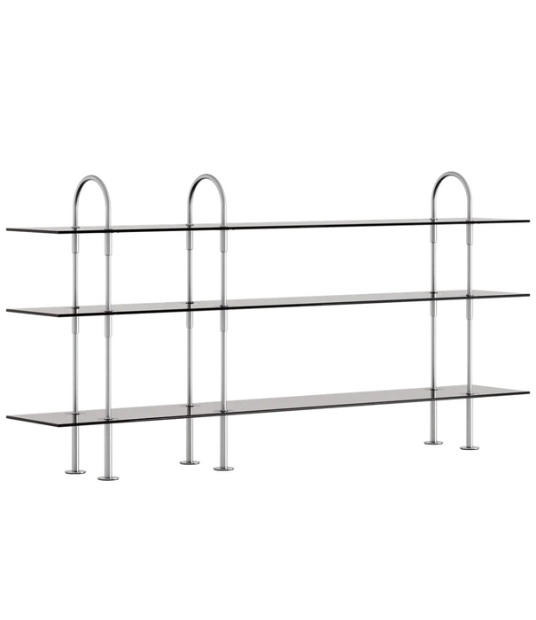 Gubi  Gubi Keen Shelving Unit 208 stainless steel, dark ash 3 shelves