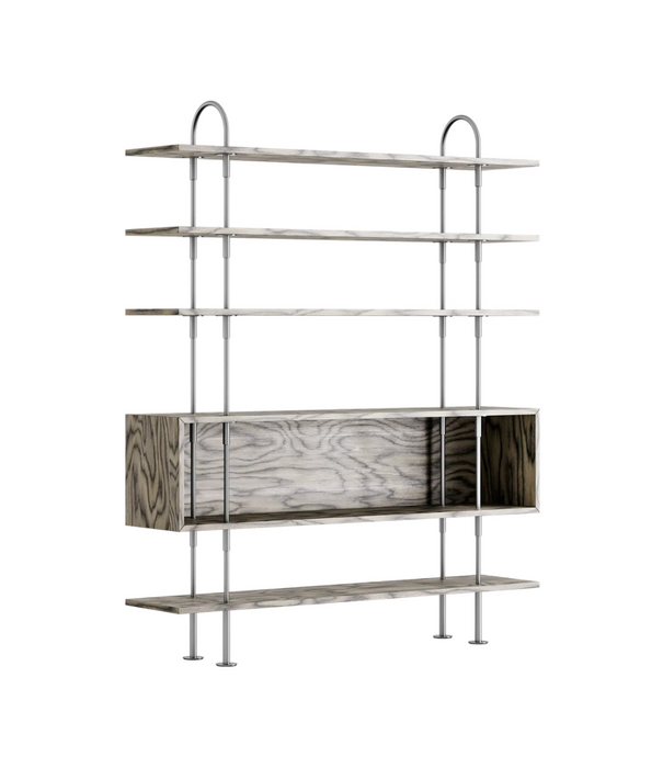 Gubi  Gubi Keen 160 Shelving Unit stainless steel, dark ash 1 box, 4 shelves