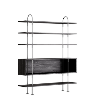 Gubi Keen 160 Shelving Unit stainless steel, 4 shelves & box