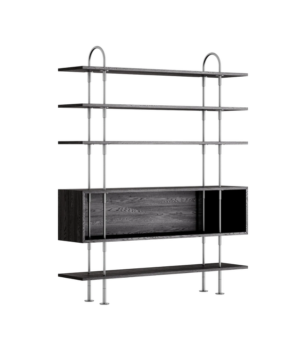 Gubi  Gubi Keen 160 Shelving Unit RVS, donker essen 1 box, 4 legplanken