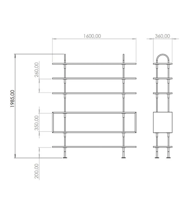 Gubi  Gubi Keen 160 Shelving Unit stainless steel, dark ash 1 box, 4 shelves