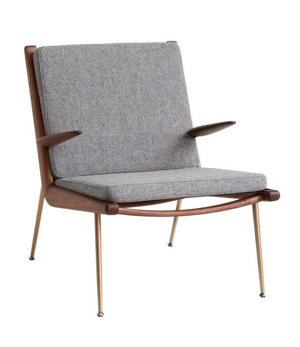 &Tradition Boomerang HM2 lounge chair noten, Hallingdal 130 grijs