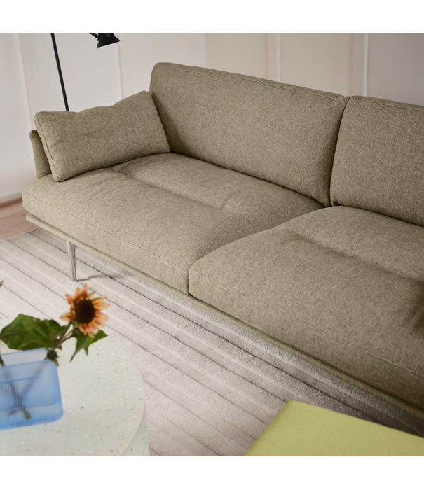 Muuto Muuto Outline Soft 2 zits Bank Clay 15 groen, gepolijst aluminium