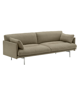 Muuto Outline Soft 2 zits Bank Clay 15 groen, aluminium onderstel