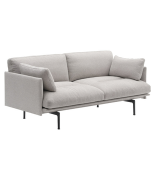 Muuto Outline Soft 2 zits Bank Clay 12, zwart onderstel