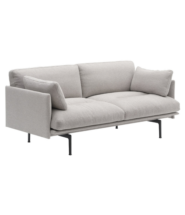 Muuto Muuto Outline Soft 2 seater Sofa Clay 12 ecru / grey, black base