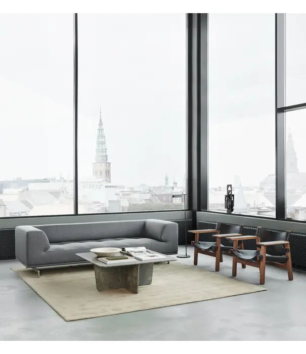 Fredericia  Model 4511, Delphi 3-zits Bank, geborsteld aluminium onderstel 240cm