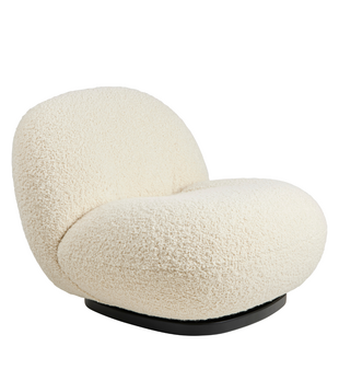 Gubi Pacha Lounge Chair Dedar Artimidor 001 cream,  black base