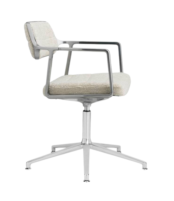 Vipp  Vipp 453+ Draaistoel, gepolijst frame, zwart leer, glijders