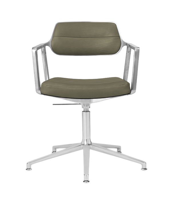 Vipp  Vipp 453+ Swivel chair, polished frame, leather black, gliders