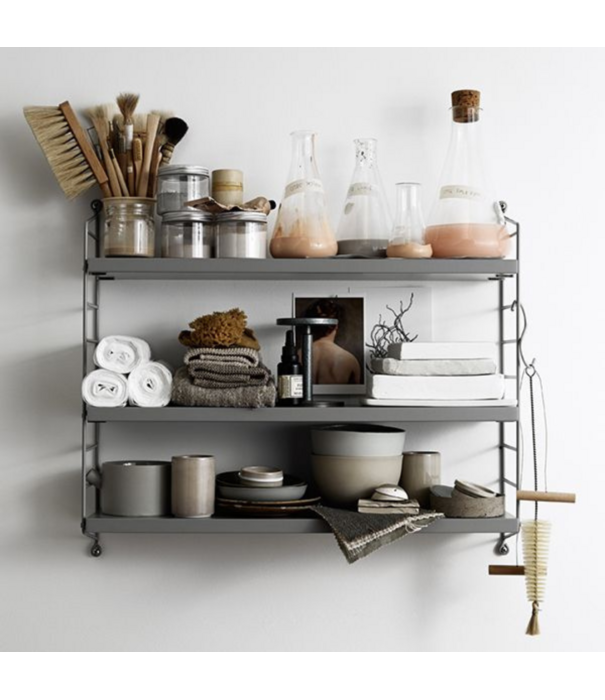 String  Furniture String Pocket Wall Shelf dark oak, black