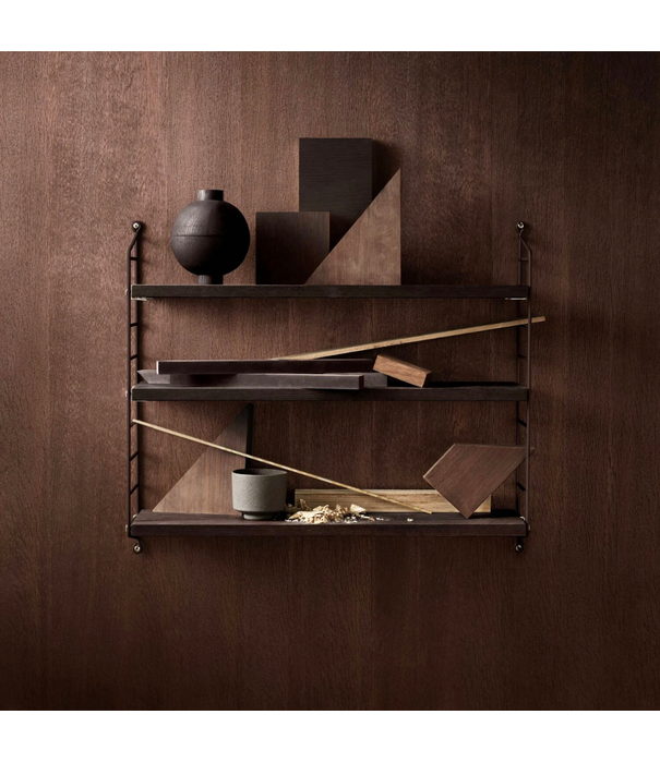 String  Furniture String Pocket Wall Shelf dark oak, black