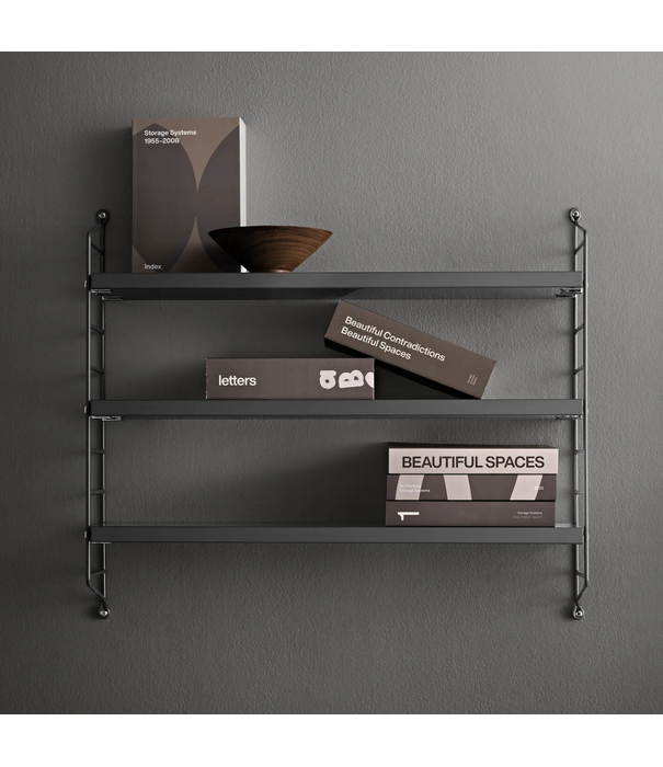 String  Furniture String Pocket Wandplank dark oak, black