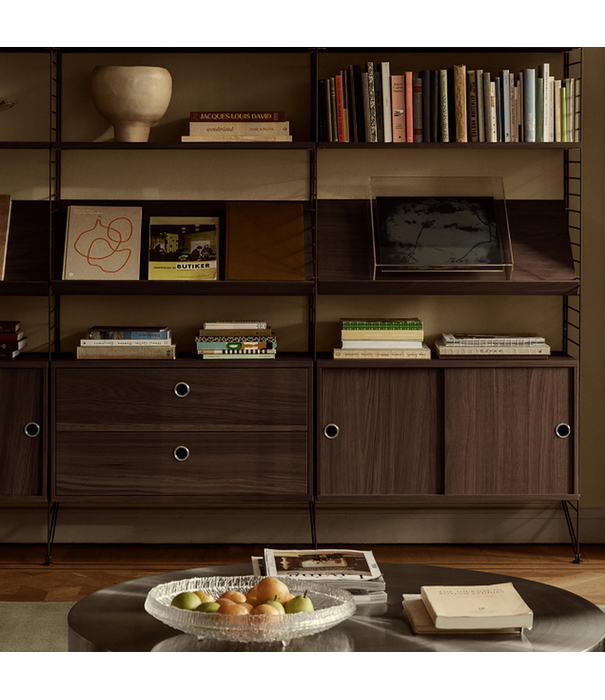 String  Furniture String Pocket Wandplank dark oak, black