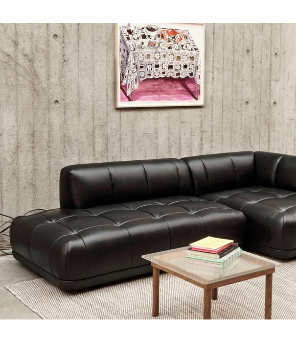 Hay  Quilton Sofa Combination 21 right arm, black leather