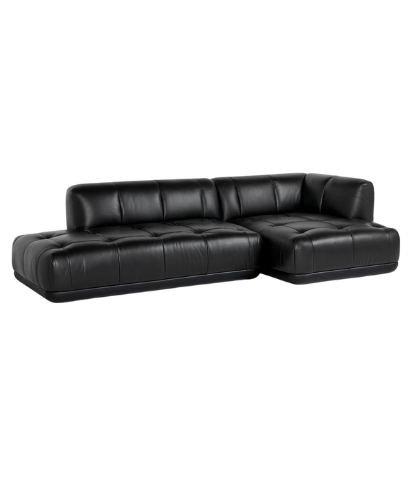 Hay  Quilton Sofa Combination 21 rechts arm, zwart leer