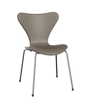 Fritz Hansen Series 7 slate grey leather, chrome legs