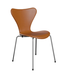 Fritz Hansen Series 7 saddle brown leather, chrome legs