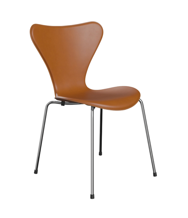 Fritz Hansen Fritz Hansen Series 7 zadelbruin leer, chroom poten