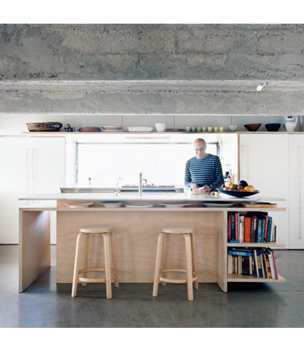 Artek  Artek - Bar Stool 64  Birch seat white laminate