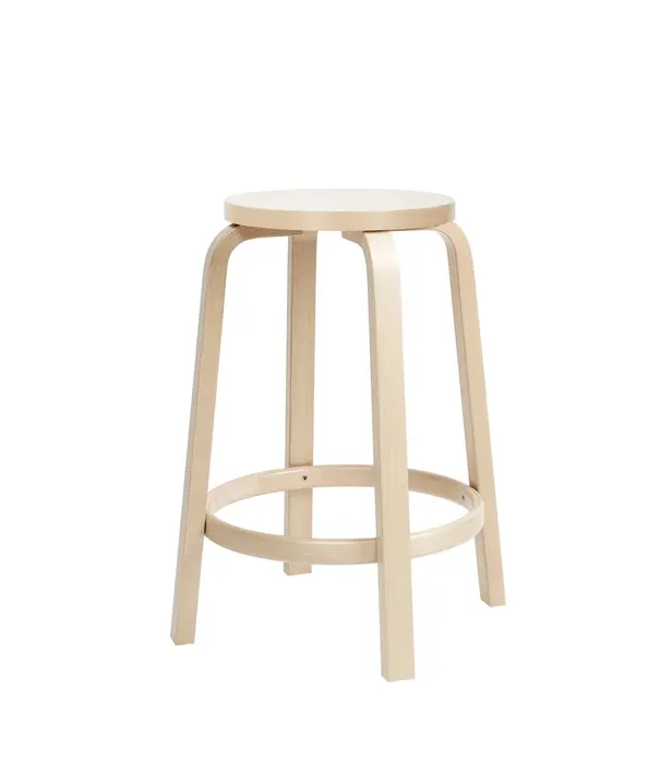 Artek  Artek - Bar Stool 64  Birch seat white laminate