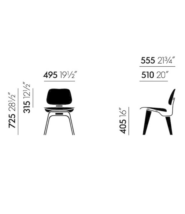 Vitra  Vitra Plywood Group DCW Eetkamerstoel zwart essen