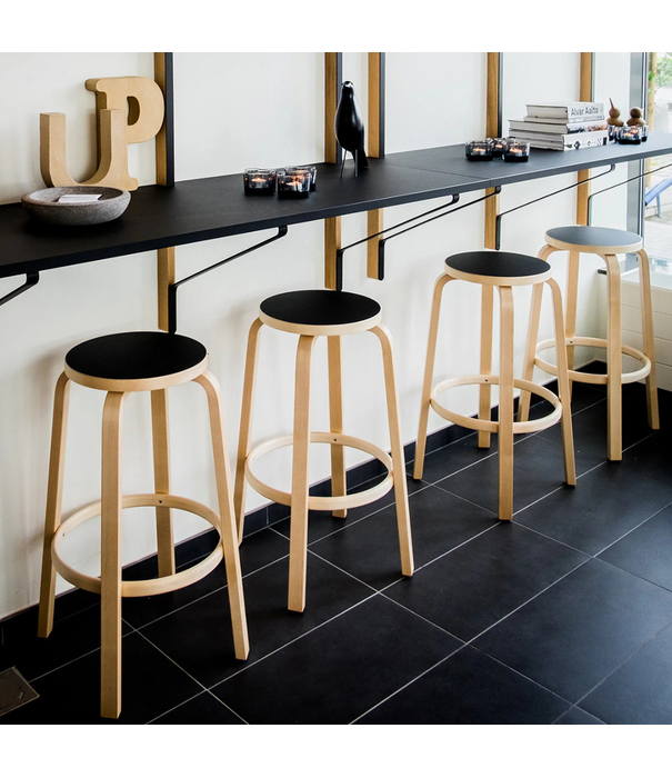Artek  Artek Aalto Barstool birch - white laminate 64 / 75cm